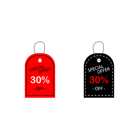 set of promotion sale price tag label template with black and red color design vector eps 10, special offerのイラスト素材
