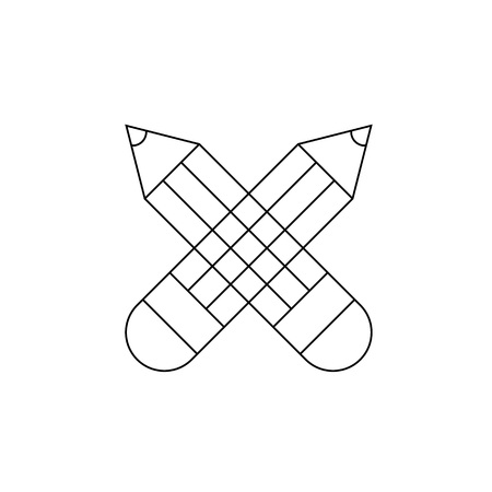 Crossed pencils line icon, outline vector sign, linear style pictogram isolated on white. Design symbol, logo illustration.のイラスト素材