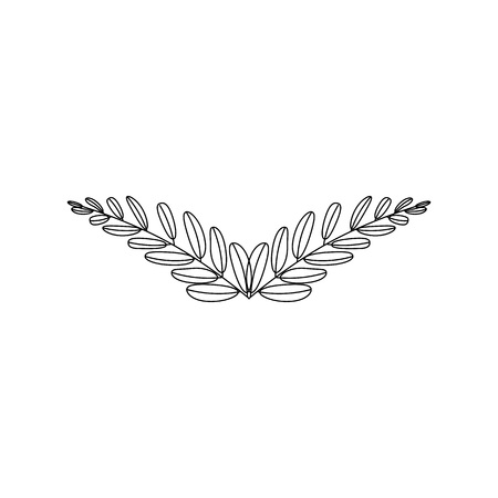 Branches of olives, symbol of victory, vector illustration, line silhouette, black, white, icon, object for design, laurel, wreath, awards roman victory crown winner ornate vignette eps10のイラスト素材