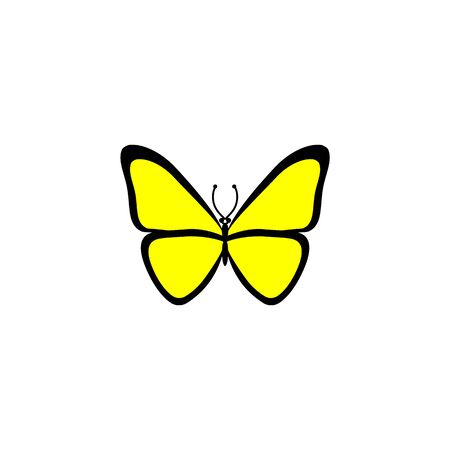 Butterfly icon or logo isolated, Beautiful Butterfly illustration yellowのイラスト素材