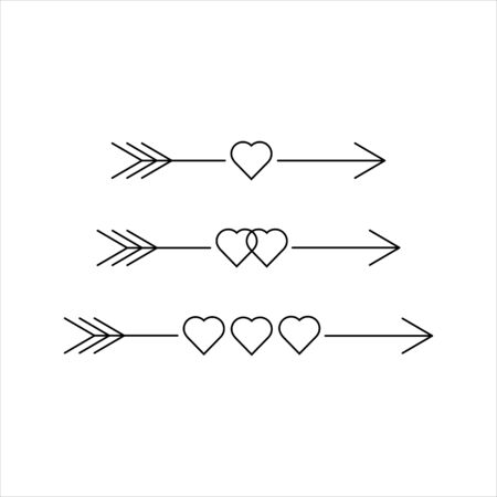 set of arrows with hearts, design elements for Valentine's day and wedding, vector eps10 illustrationのイラスト素材