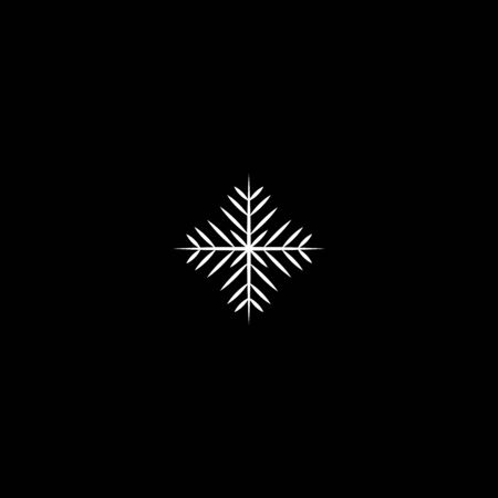Snowflake icon. Christmas and winter theme. Simple white illustration on black background.のイラスト素材
