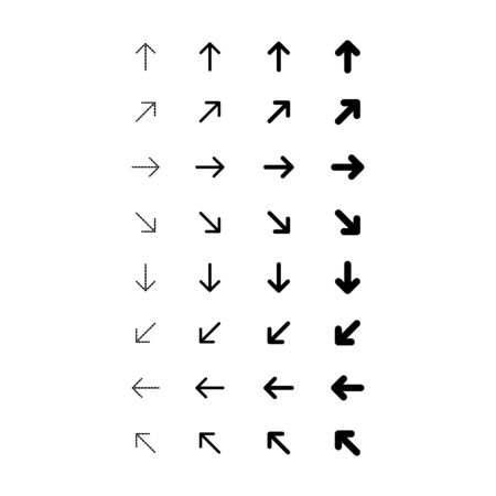 Set of black vector arrows. Arrows icon. Arrow vector icon. Arrows vector collection. different directionのイラスト素材