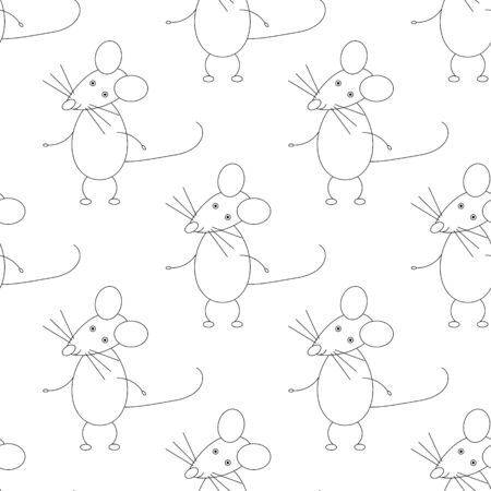vector Illustration of Funny Mouse Animal Character seamless patternのイラスト素材