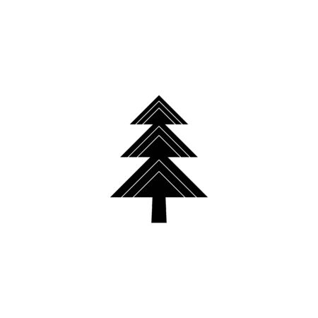 Fir-tree black icon, silhouette and vector logo. Flat isolated element. Nature sign and symbol. Christmas treeのイラスト素材