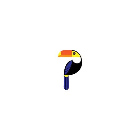 Toucan flat style vector logo template isolated on white. Tropical bird iconのイラスト素材
