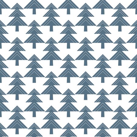 Winter vector seamless scandinavian pattern with geometric Christmas tree in blue on white background.のイラスト素材