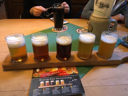 Vienna Austria 19.02.19 Assorted Beers in a Flight Ready for Tastingのeditorial素材