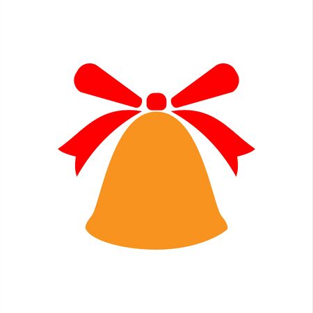 Retro decorative Christmas bell with bow, vector Christmas cardのイラスト素材
