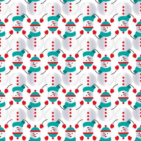 Snowmen Colorful Scarf Seamless Background Pattern on whiteの写真素材