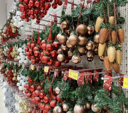 new years christmas decoration at shopping mallの写真素材