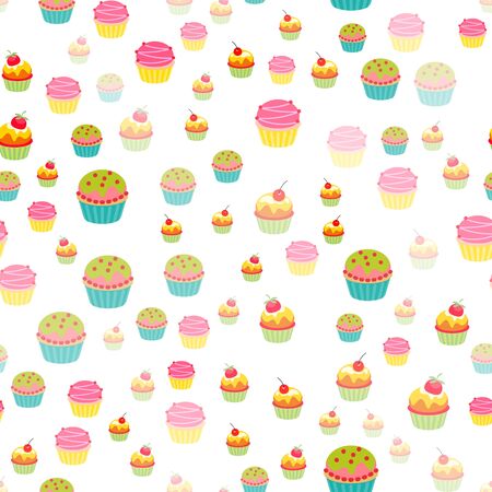 seamless cake pattern. vector illustration on whiteのイラスト素材