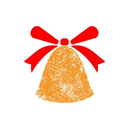 Retro decorative Christmas bell with bow, vector Christmas cardのイラスト素材