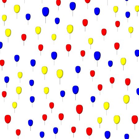 Seamless primitive retro background with party balloons of different colors ideal for baby shower on whiteのイラスト素材