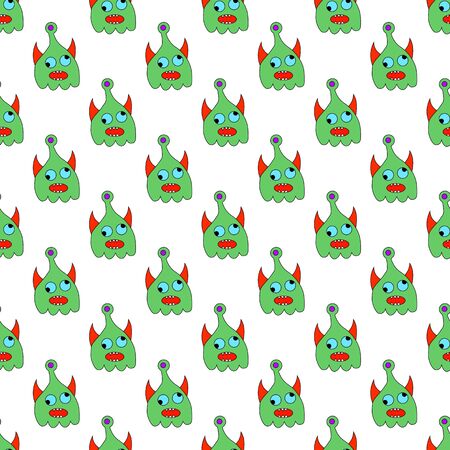 Seamless funny colorful monsters crazy characters patternのイラスト素材
