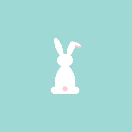 White easter rabbit. Easter Bunny isolated on blue backgroundのイラスト素材