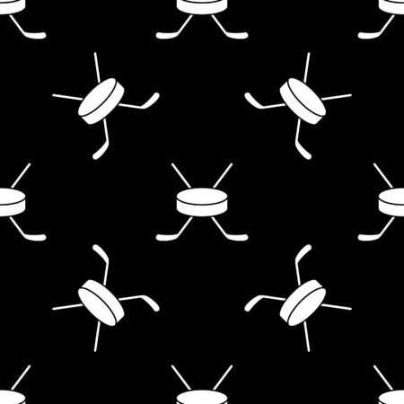 Vector illustration of hockey. Stick and puck. Seamless pattern background.のイラスト素材