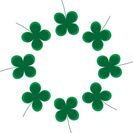 colorful round frame with shamrock clover leaves. Copy space. Vector clip art.のイラスト素材
