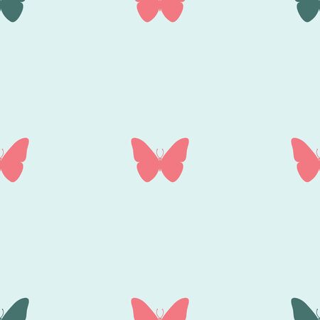 Seamless colorful butterfly pattern. Vector illustration on blueのイラスト素材