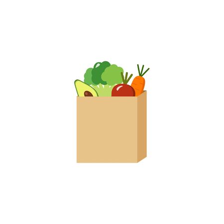 A paper bag full of vegetables for diet purchased, vectorのイラスト素材