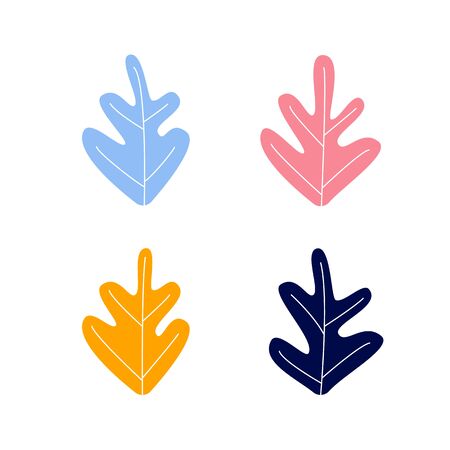 Set of abstract tropical leaves. Vector design elements colorfulのイラスト素材
