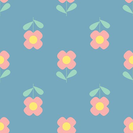 Seamless retro poppy flower abstract garden floral illustration background pattern in vectorのイラスト素材