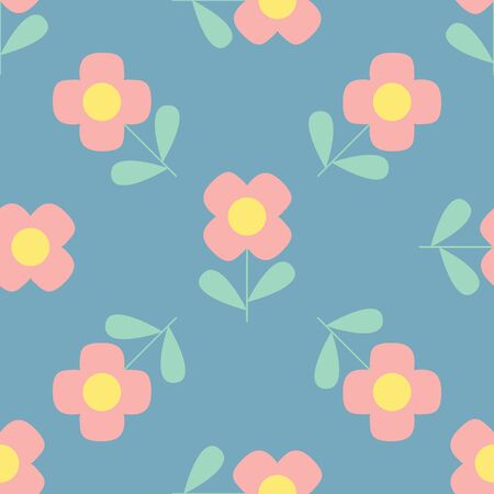 Seamless retro poppy flower abstract garden floral illustration background pattern in vectorのイラスト素材