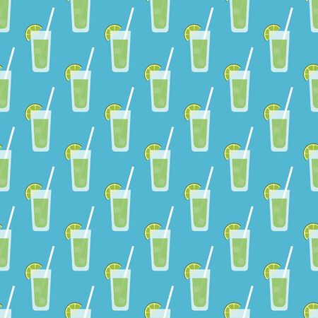 Vector seamless pattern with simple multicolor coctails. Cartoon style. Summer design.のイラスト素材