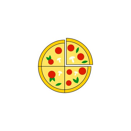 vector illustration of pizza on white background. flat styleのイラスト素材