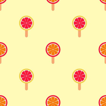 seamless pattern with citrus lollipops on light backgroundのイラスト素材