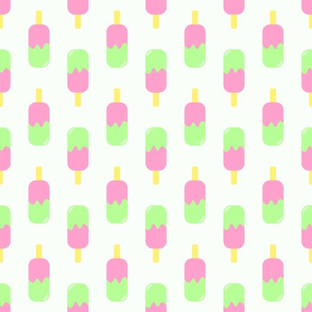 Vector seamless pattern of ice cream. Ice cream with fruit juice. ice cream on a stick. pastelのイラスト素材