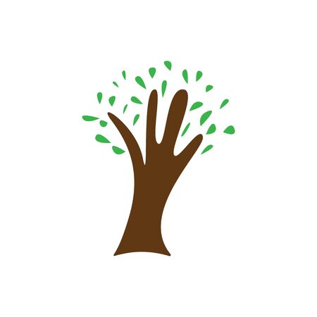 Stylized vector tree with big trunk and leavesのイラスト素材