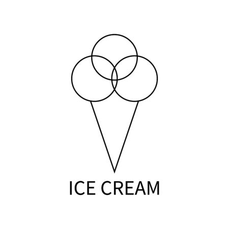 Ice cream cone line icon. Single high quality symbol of fast food for web design or mobile app. Thin line signs of ice cream for design logo, visit card, etc. Outline pictogram of ice cream.のイラスト素材
