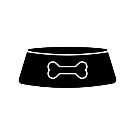 Dog bowl with bone flat vector icon isolated on white background.のイラスト素材