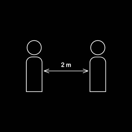 Social Distancing 2 Meters Icon. Vector Image. signのイラスト素材