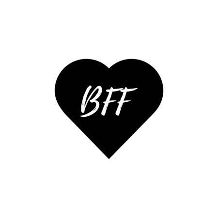 BFF or best friends forever. Vector lettering illustration on black heart background. international friends dayのイラスト素材