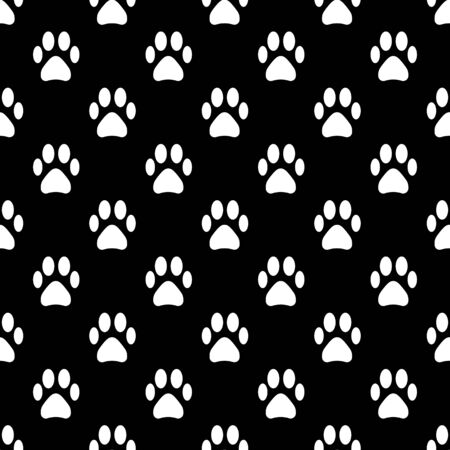 Seamless animal pattern of paw footprint white and blackのイラスト素材