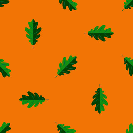 Seamless pattern with oak leaves on colourのイラスト素材