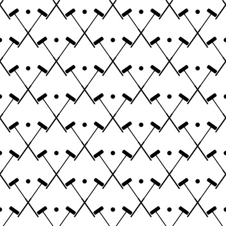 Black image the hammers and ball. Hammers and the ball croquet on a white background. Sign croquet sports. Sports equipment for croquet. Stock vectorcroquet. Stock seamless pattern vectorのイラスト素材
