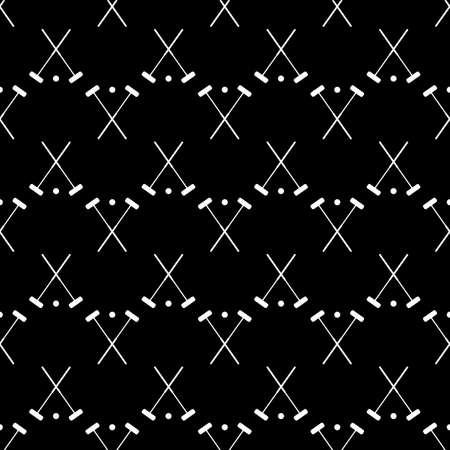 image the hammers and ball. Hammers and the ball croquet on black background. Sign croquet sports. Sports equipment for croquet. Stock vector croquet. Stock seamless pattern vectorのイラスト素材