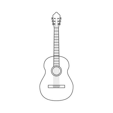 classical guitar line artisolated on white backgroundのイラスト素材