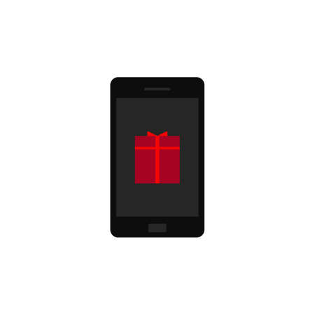 Gifts from smartphone flat icon. Modern flat icon in stylish colors. Icon for Web and Mobile Application.のイラスト素材