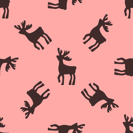 Vector seamless pattern with colorful deers pinkのイラスト素材