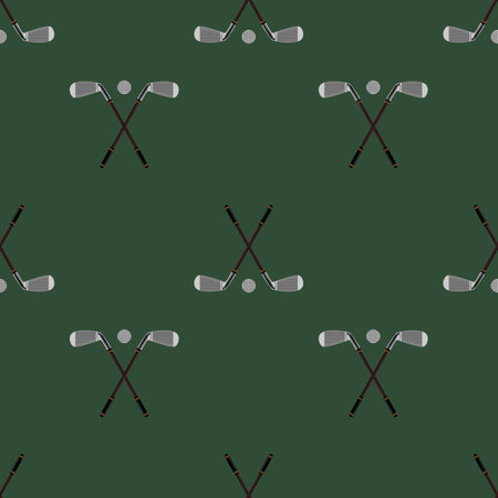 Vector seamless pattern. Pattern with golf elements background. Golf - seamless background. Background for use in design, web, packing, textile. golf, clubs, ball, bagのイラスト素材