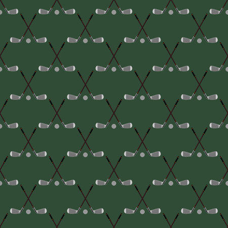 Vector seamless pattern. Pattern with golf elements background. Golf - seamless background. Background for use in design, web, packing, textile. golf, clubs, ball, bagのイラスト素材