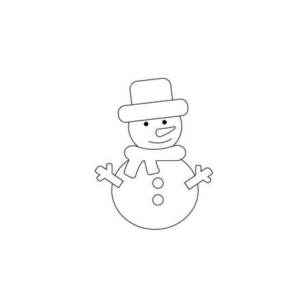 cartoon vector outline illustration snowman on white background isolatedのイラスト素材