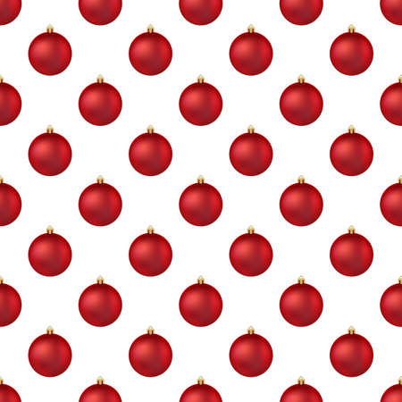 Christmas decorations, red balls seamless pattern on whiteのイラスト素材
