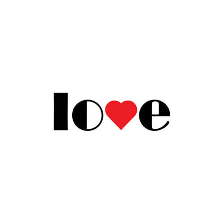 LOVE word with heart Happy Valentines day sign, Font Typeのイラスト素材