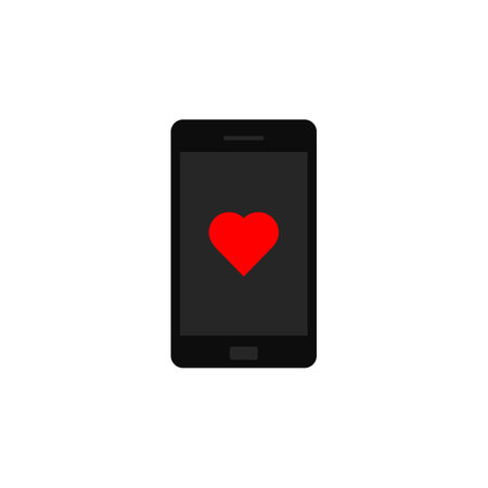 Heart in the mobile phone. Vector illustration.のイラスト素材