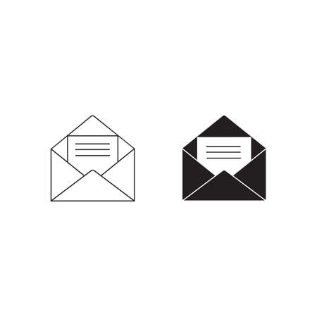 Opened envelope with letter inside. Receive mail icon. flat and lineのイラスト素材